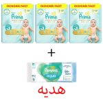 3 بسته پوشک 70 عددی پریما سایز یک لهستانی + یک دستمال مرطوب پمپرز (هدیه)